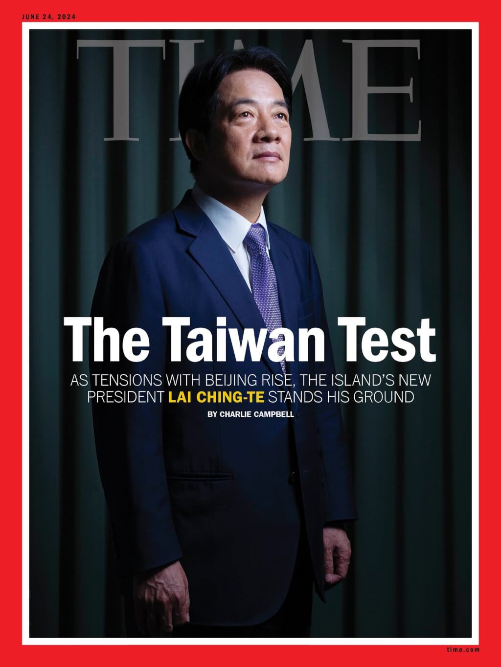賴清德登上時代雜誌,專訪內容13日刊出。(圖取自facebook.com/time)